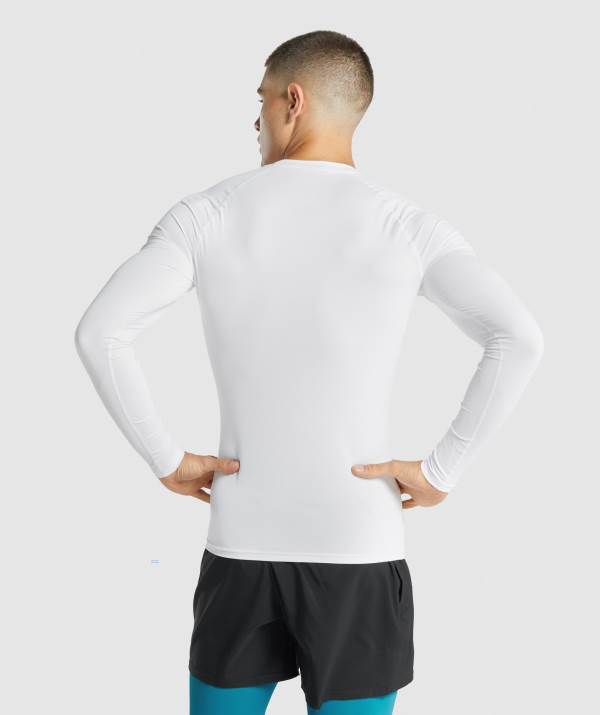 Panske Mikiny Gymshark Element Baselayer Long Sleeve Biele | MH2746531
